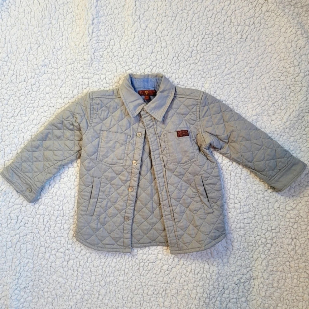 7 For All Mankind Gray Quilted Button Down Shirt Shacket 18 months